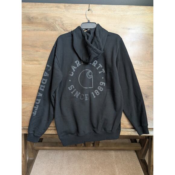 Carhartt Hoodie Mens Small Black Rain Defender Loose Fit Midweight Graphic - Picture 3 of 5